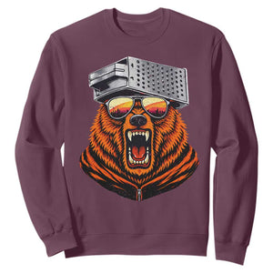 Bear With Cheese Grater Hat Sweatshirt Retro Foolball Fans TS10 Maroon Print Your Wear