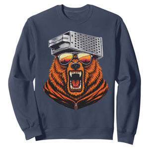 Bear With Cheese Grater Hat Sweatshirt Retro Foolball Fans TS10 Navy Print Your Wear