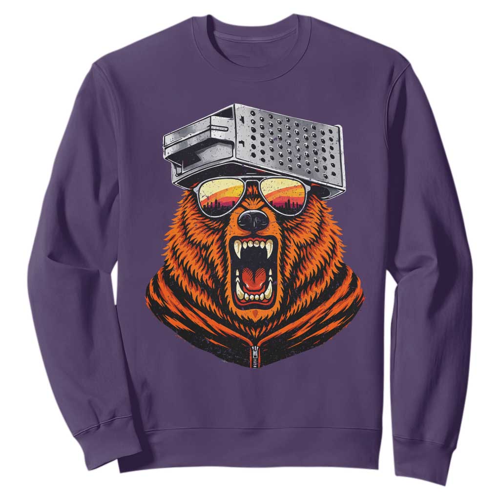 Bear With Cheese Grater Hat Sweatshirt Retro Foolball Fans TS10 Purple Print Your Wear
