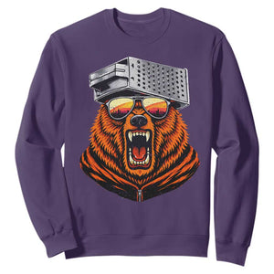 Bear With Cheese Grater Hat Sweatshirt Retro Foolball Fans TS10 Purple Print Your Wear