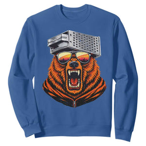 Bear With Cheese Grater Hat Sweatshirt Retro Foolball Fans TS10 Royal Blue Print Your Wear