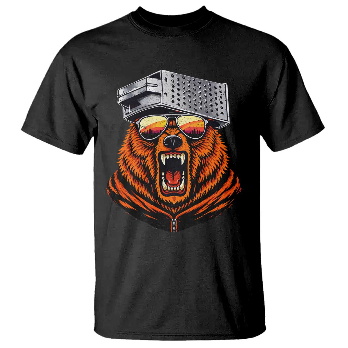 Bear With Cheese Grater Hat T Shirt Retro Foolball Fans TS10 Black Print Your Wear
