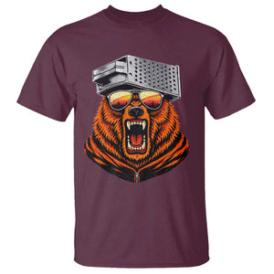 Bear With Cheese Grater Hat T Shirt Retro Foolball Fans TS10 Maroon Print Your Wear