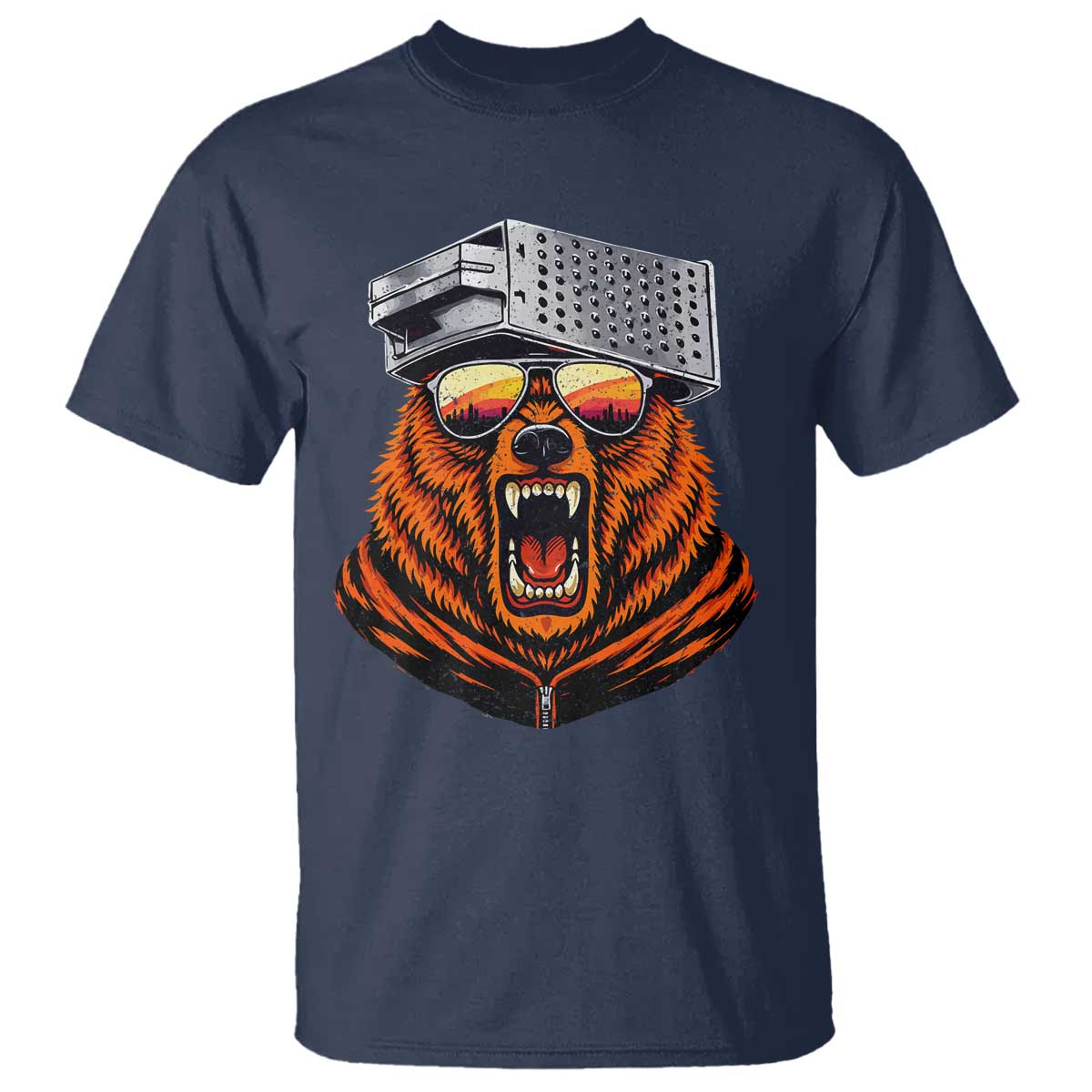 Bear With Cheese Grater Hat T Shirt Retro Foolball Fans TS10 Navy Print Your Wear