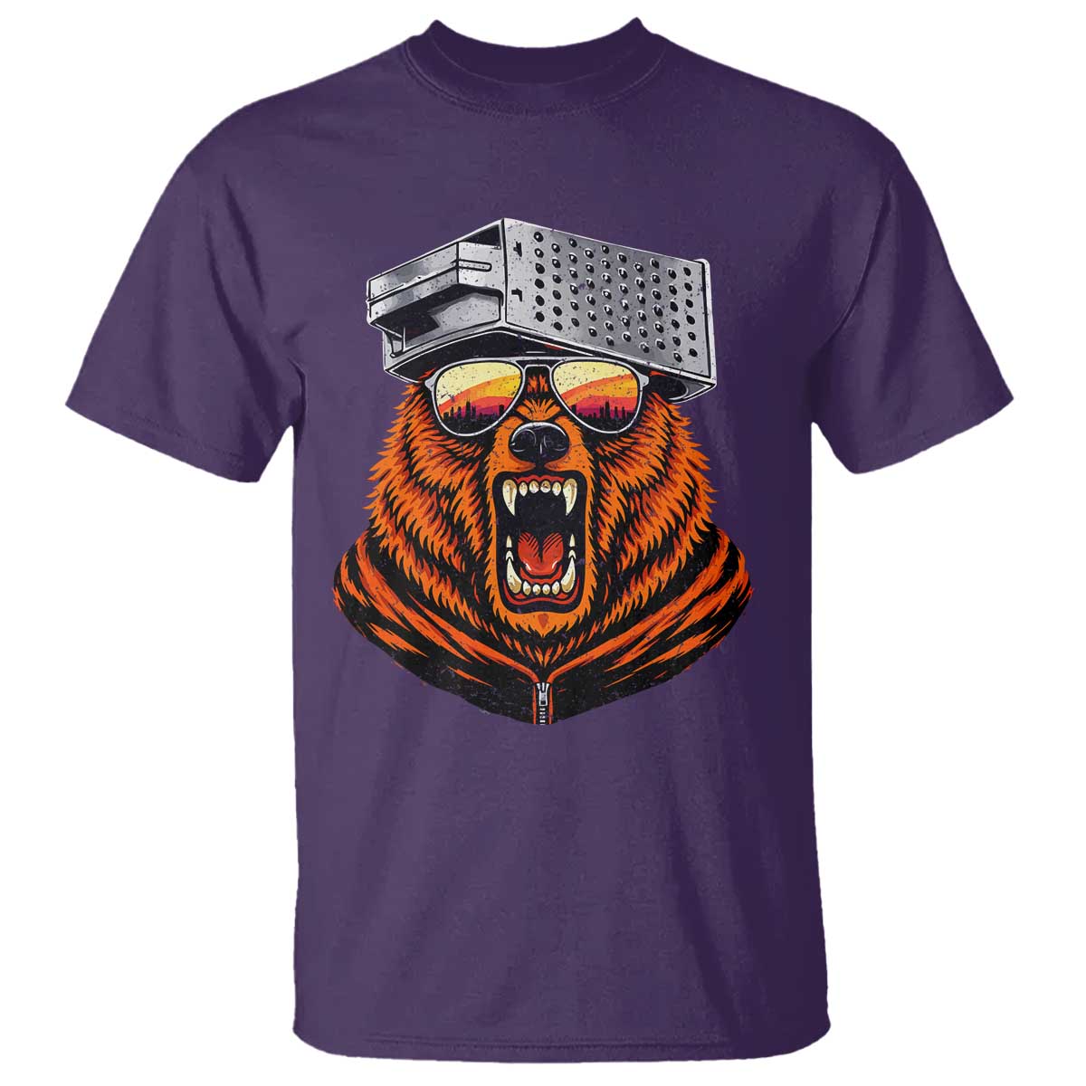 Bear With Cheese Grater Hat T Shirt Retro Foolball Fans TS10 Purple Print Your Wear