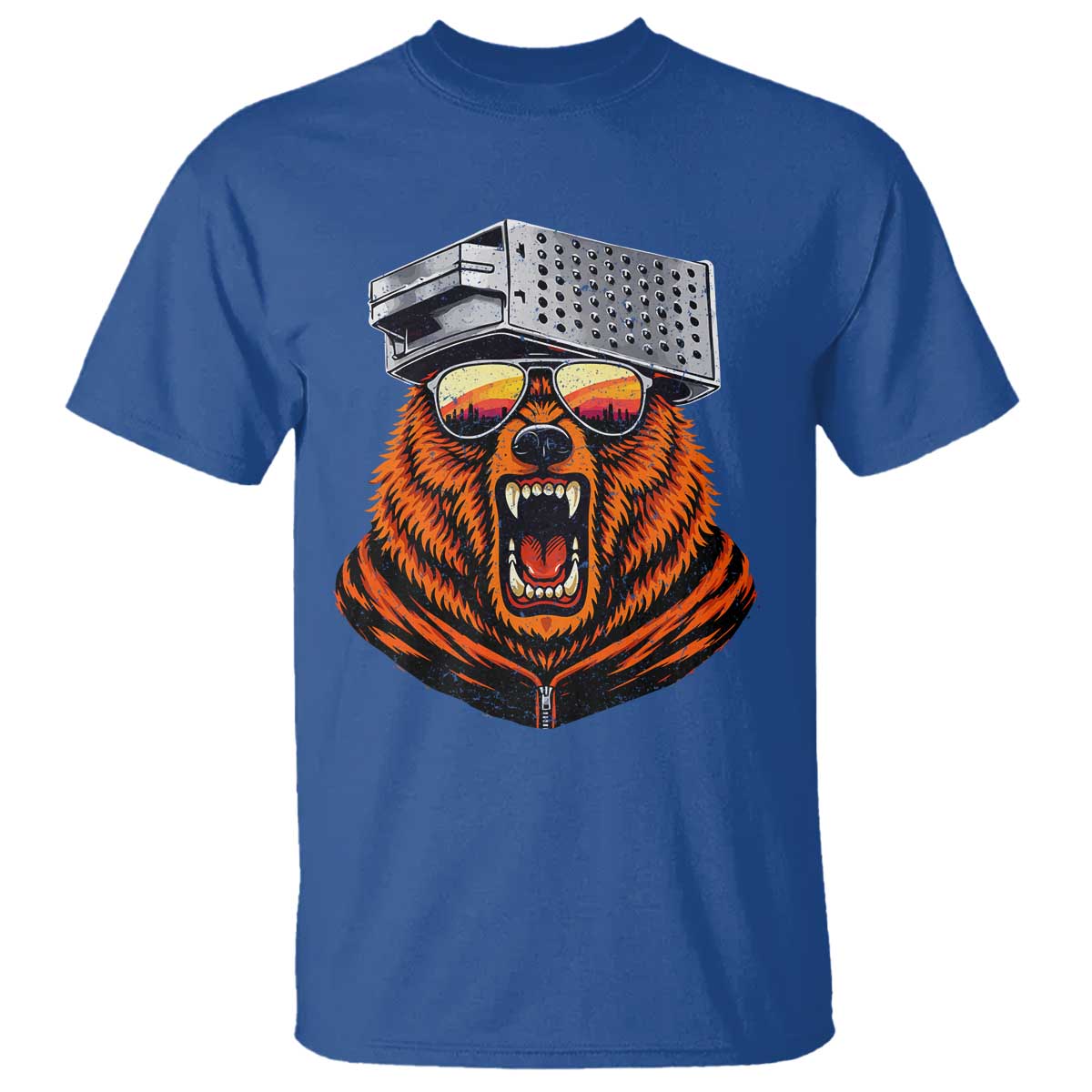 Bear With Cheese Grater Hat T Shirt Retro Foolball Fans TS10 Royal Blue Print Your Wear