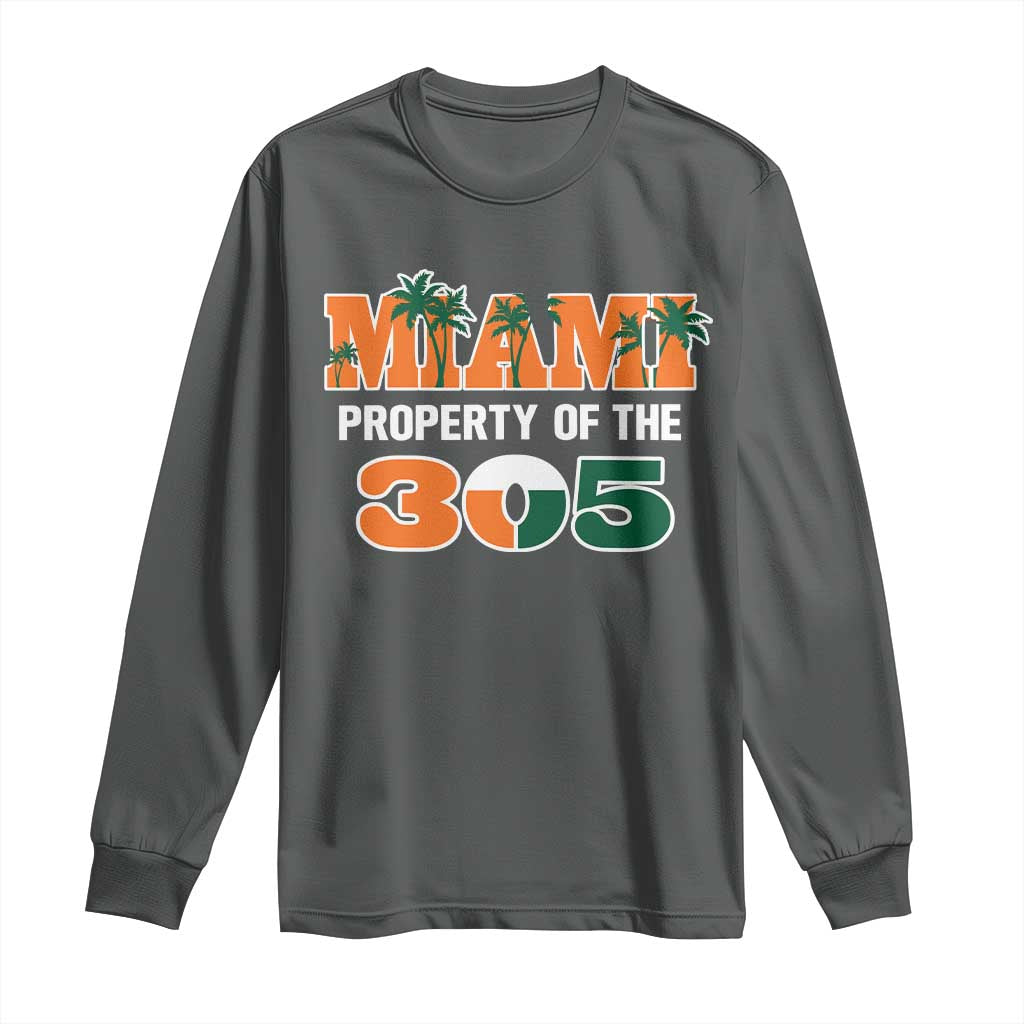 305 Miami Pride Long Sleeve Shirt Urban Style Miami Beach Graphic TS10 Dark Heather Print Your Wear