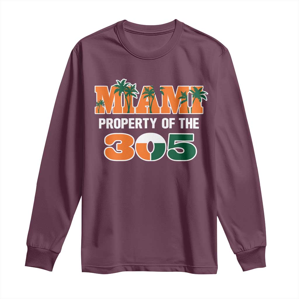 305 Miami Pride Long Sleeve Shirt Urban Style Miami Beach Graphic TS10 Maroon Print Your Wear