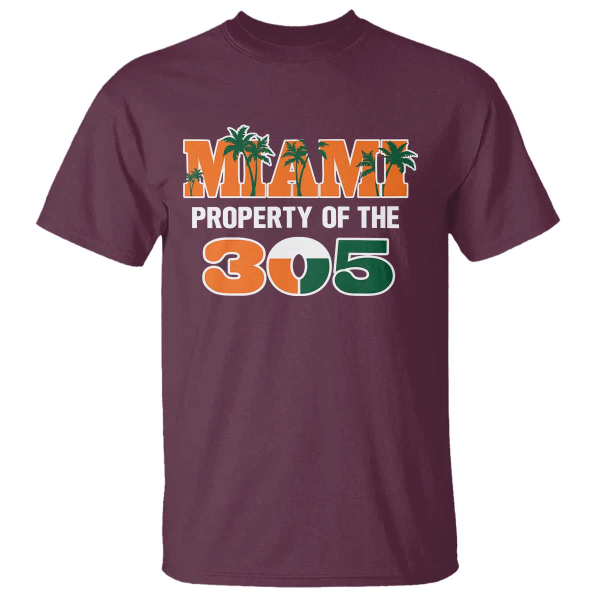 305 Miami Pride T Shirt Urban Style Miami Beach Graphic TS10 Maroon Print Your Wear