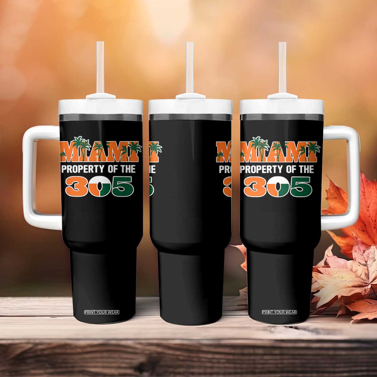 305 Miami Pride Tumbler With Handle Urban Style Miami Beach Graphic TS10 Print Your Wear