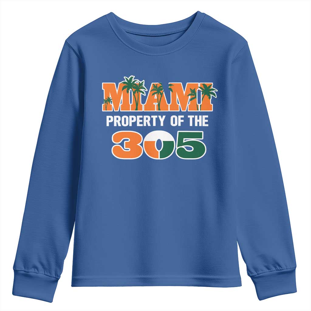 305 Miami Pride Youth Sweatshirt Urban Style Miami Beach Graphic TS10 Royal Blue Print Your Wear