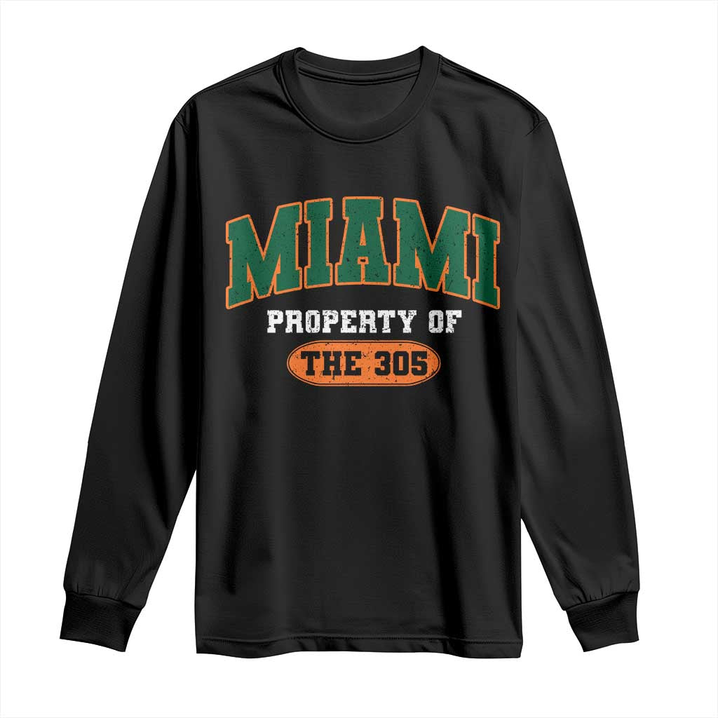 305 Miami Long Sleeve Shirt Florida FL Vintage Athletic Sports TS10 Black Print Your Wear