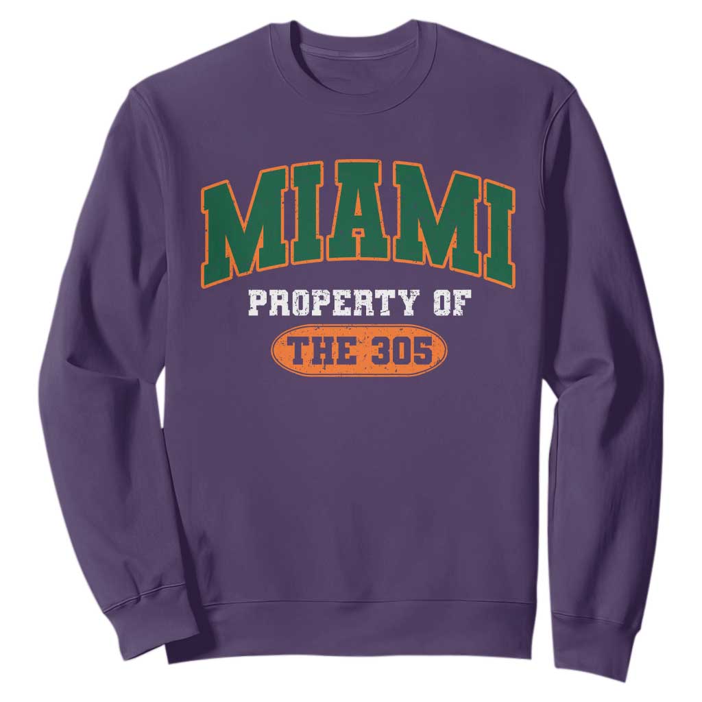 305 Miami Sweatshirt Florida FL Vintage Athletic Sports TS10 Purple Print Your Wear