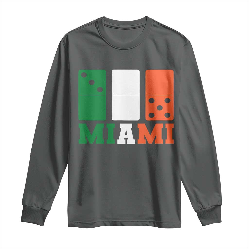 305 Miami Long Sleeve Shirt Three Zero Five Domino TS10 Dark Heather Print Your Wear