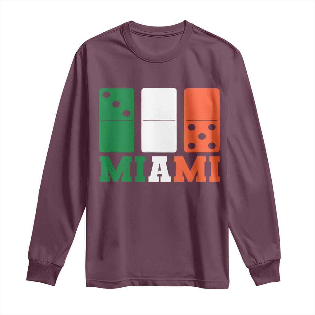 305 Miami Long Sleeve Shirt Three Zero Five Domino TS10 Maroon Print Your Wear
