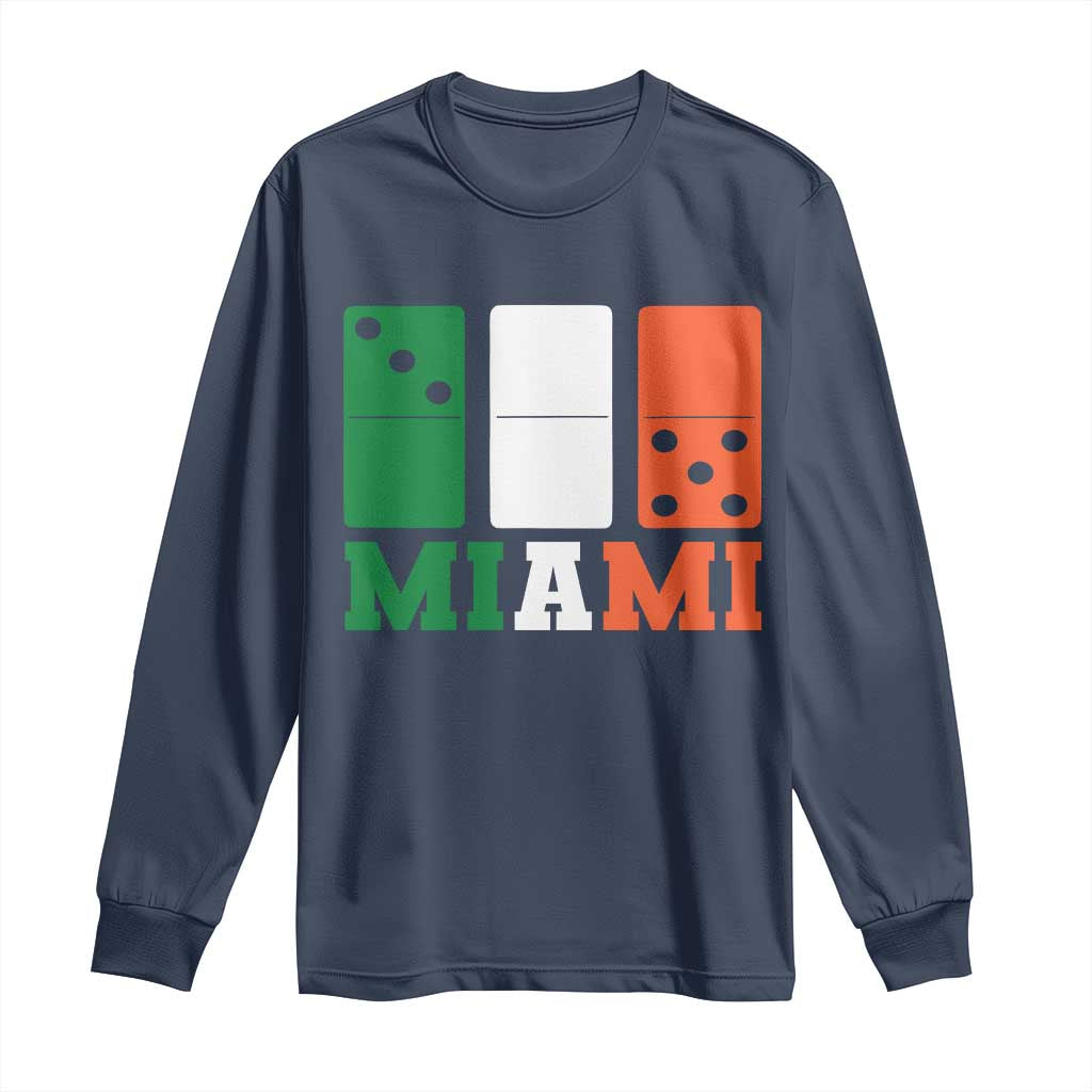 305 Miami Long Sleeve Shirt Three Zero Five Domino TS10 Navy Print Your Wear