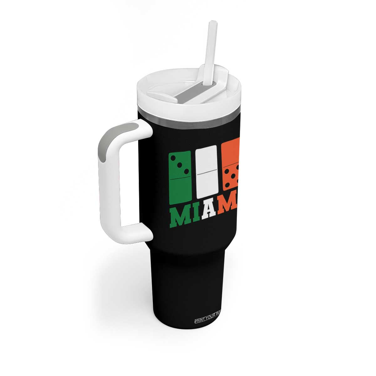 305 Miami Tumbler With Handle Three Zero Five Domino TS10 Print Your Wear