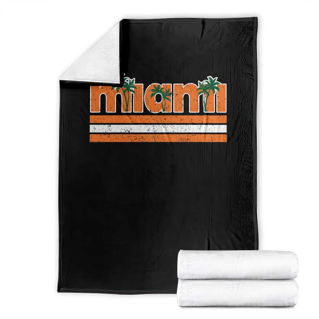 Miami Throw Blanket Florida FL Retro Vintage Weathered Athletic Sports TS10 Black Print Your Wear