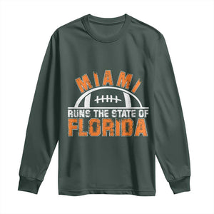 Miami Runs The State of Florida Dade County 305 Pride Long Sleeve Shirt TS10 Dark Forest Green Print Your Wear