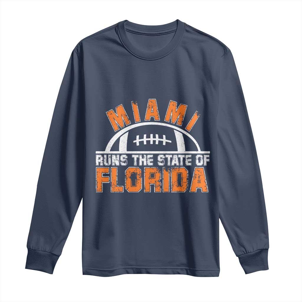 Miami Runs The State of Florida Dade County 305 Pride Long Sleeve Shirt TS10 Navy Print Your Wear