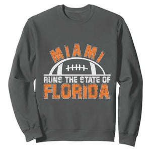 Miami Runs The State of Florida Dade County 305 Pride Sweatshirt TS10 Dark Heather Print Your Wear