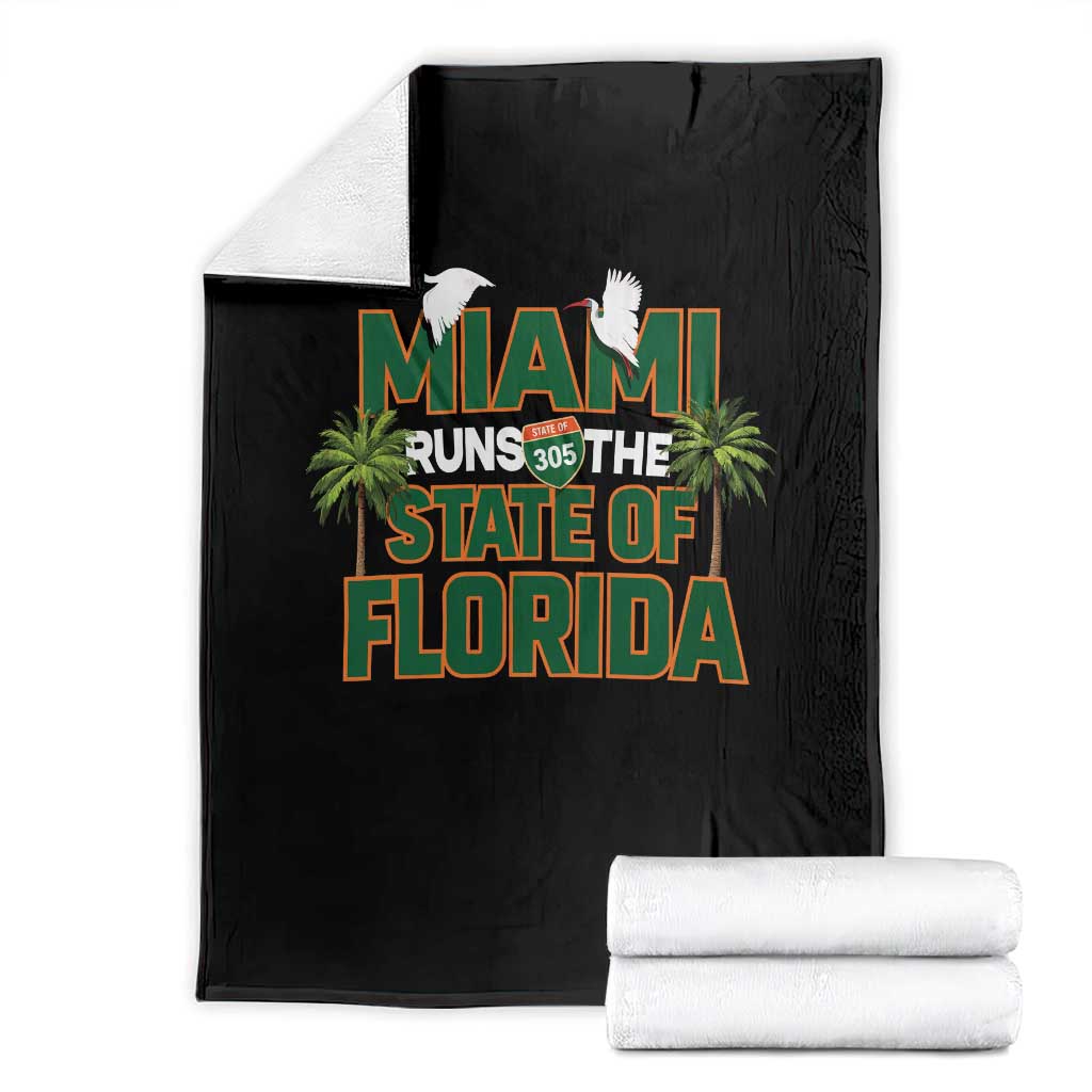 Miami Runs The State of Florida Throw Blanket FL Miami Dade County 305 Pride TS10 Black Print Your Wear