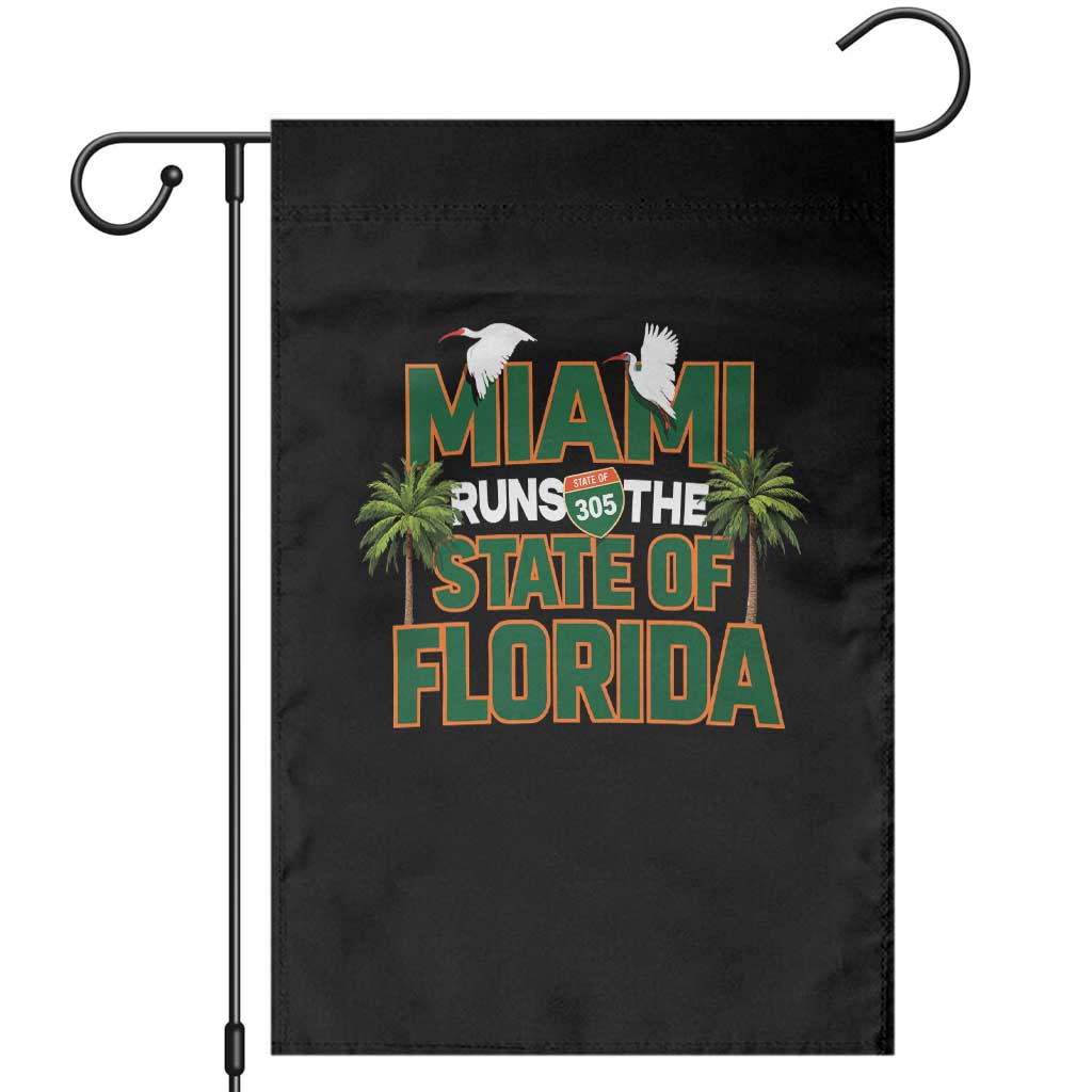 Miami Runs The State of Florida Garden Flag FL Miami Dade County 305 Pride TS10 Black Print Your Wear