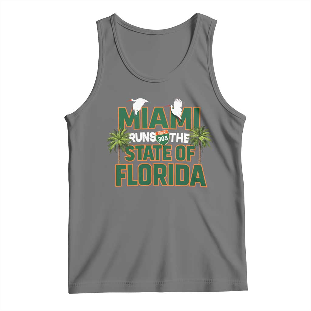 Miami Runs The State of Florida Tank Top FL Miami Dade County 305 Pride TS10 Black Heather Print Your Wear