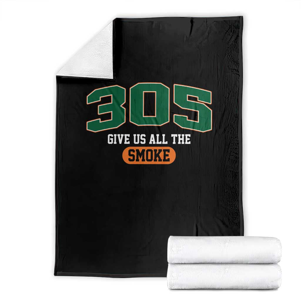 Miami 305 Give Us All The Smoke Throw Blanket Vintage Athletic Sports Florida FL TS10 Black Print Your Wear