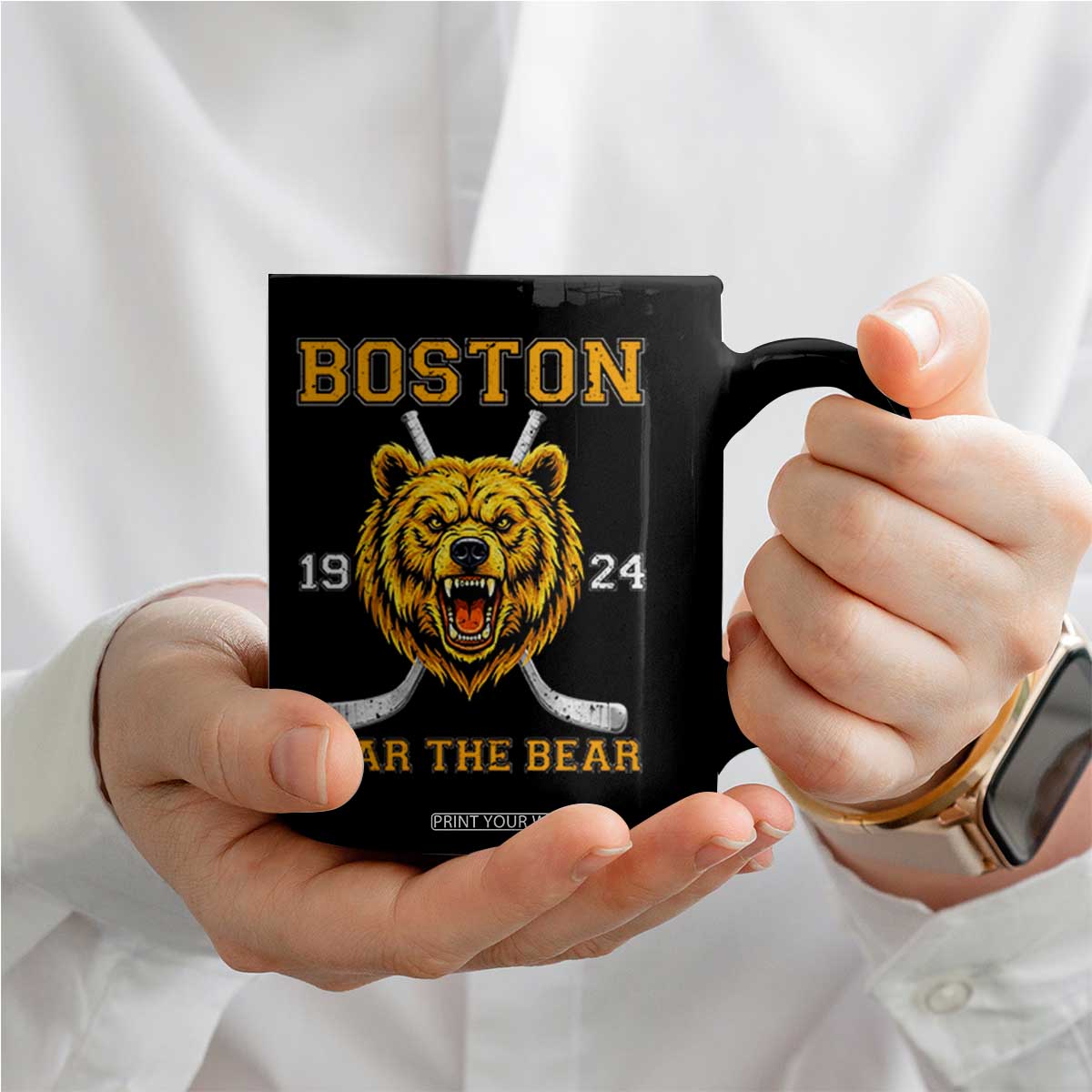 Boston Ice Hockey Coffee Mug Retro Vintage Fear The Bear TS10 Print Your Wear