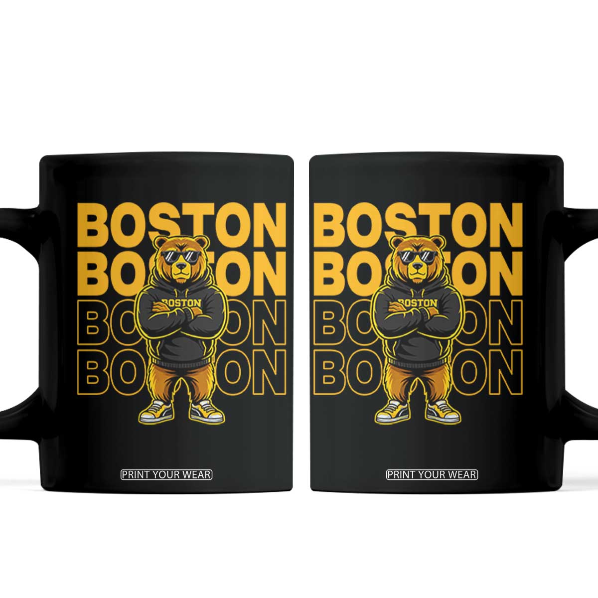 Retro Boston Ice Hockey Coffee Mug Fear The Bear TS10 Black Print Your Wear
