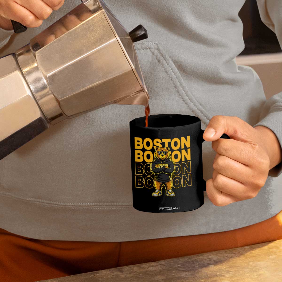 Retro Boston Ice Hockey Coffee Mug Fear The Bear TS10 Print Your Wear
