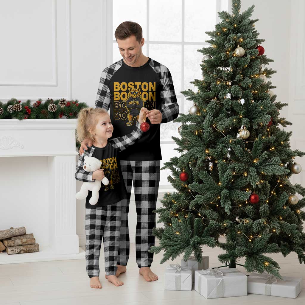 Retro Boston Ice Hockey Plaid Pajama Set Fear The Bear TS10 White Plaid Print Your Wear