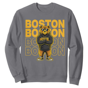 Retro Boston Ice Hockey Sweatshirt Fear The Bear TS10 Charcoal Print Your Wear