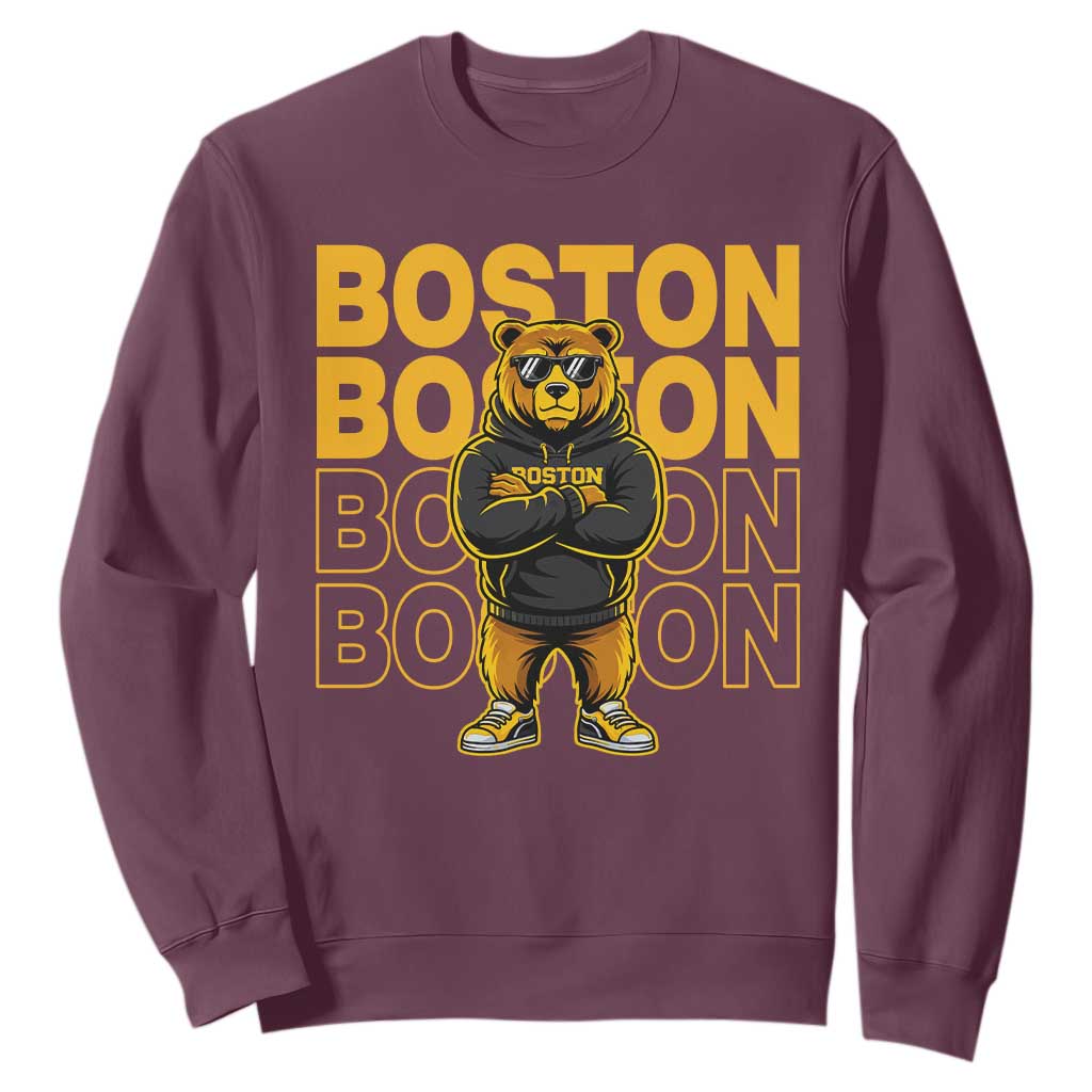 Retro Boston Ice Hockey Sweatshirt Fear The Bear TS10 Maroon Print Your Wear