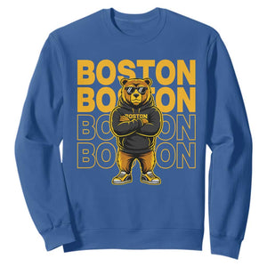 Retro Boston Ice Hockey Sweatshirt Fear The Bear TS10 Royal Blue Print Your Wear