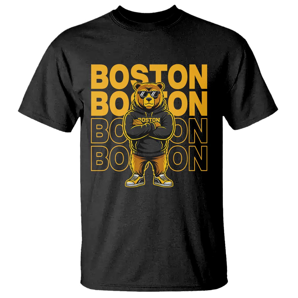 Retro Boston Ice Hockey T Shirt Fear The Bear TS10 Black Print Your Wear
