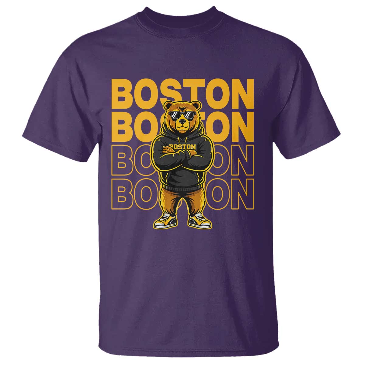 Retro Boston Ice Hockey T Shirt Fear The Bear TS10 Purple Print Your Wear