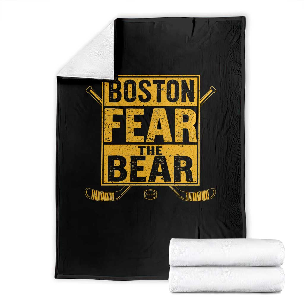 Boston Ice Hockey Throw Blanket Fear The Bear TS10 Black Print Your Wear