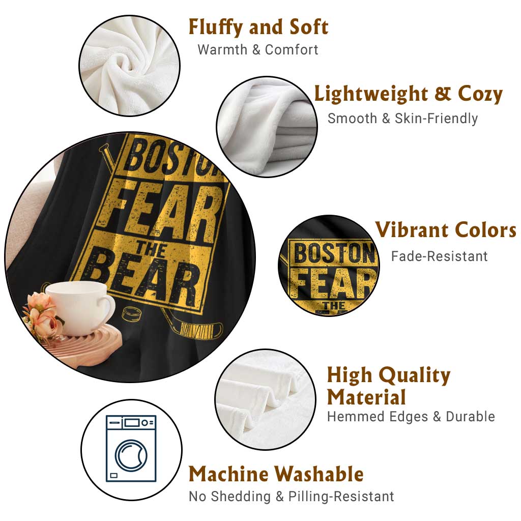 Boston Ice Hockey Throw Blanket Fear The Bear TS10 Print Your Wear