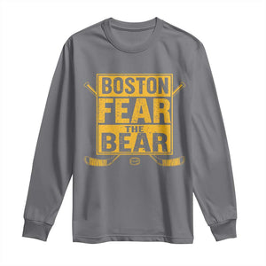 Boston Ice Hockey Long Sleeve Shirt Fear The Bear TS10 Charcoal Print Your Wear