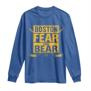 Boston Ice Hockey Long Sleeve Shirt Fear The Bear TS10 Royal Blue Print Your Wear