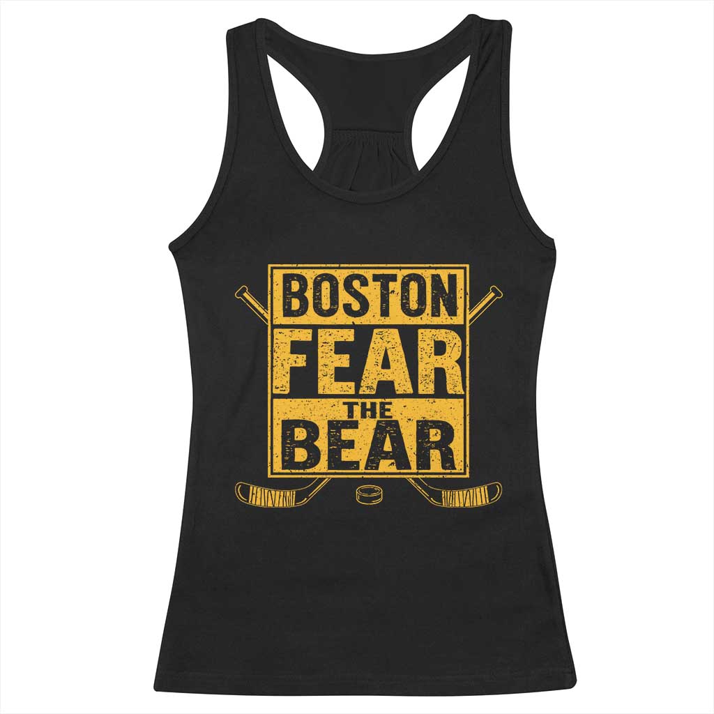 Boston Ice Hockey Racerback Tank Top Fear The Bear TS10 Black Print Your Wear