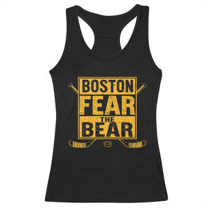 Boston Ice Hockey Racerback Tank Top Fear The Bear TS10 Black Print Your Wear