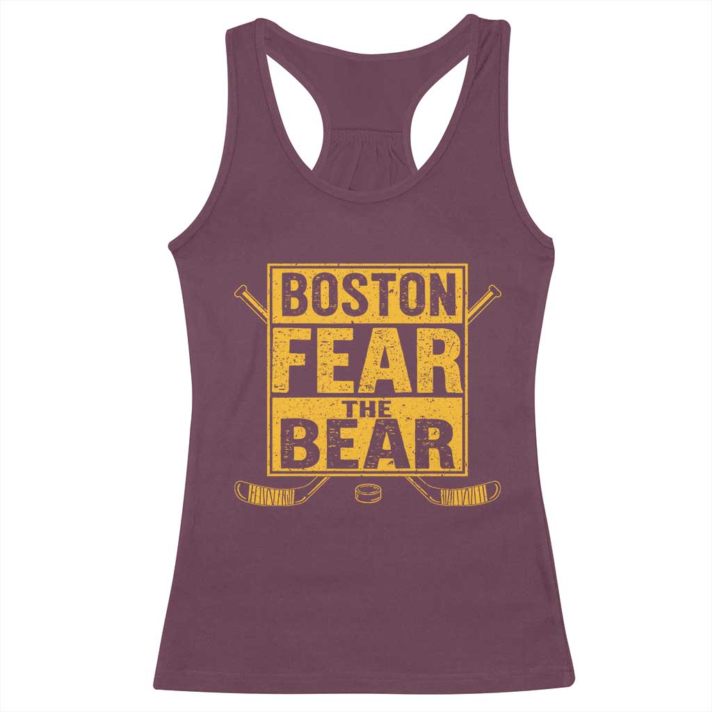 Boston Ice Hockey Racerback Tank Top Fear The Bear TS10 Maroon Print Your Wear