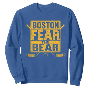 Boston Ice Hockey Sweatshirt Fear The Bear TS10 Royal Blue Print Your Wear
