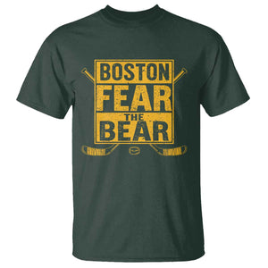Boston Ice Hockey T Shirt Fear The Bear TS10 Dark Forest Green Print Your Wear