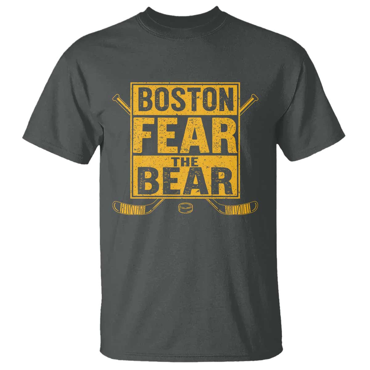 Boston Ice Hockey T Shirt Fear The Bear TS10 Dark Heather Print Your Wear