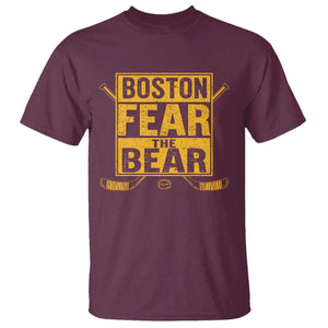 Boston Ice Hockey T Shirt Fear The Bear TS10 Maroon Print Your Wear