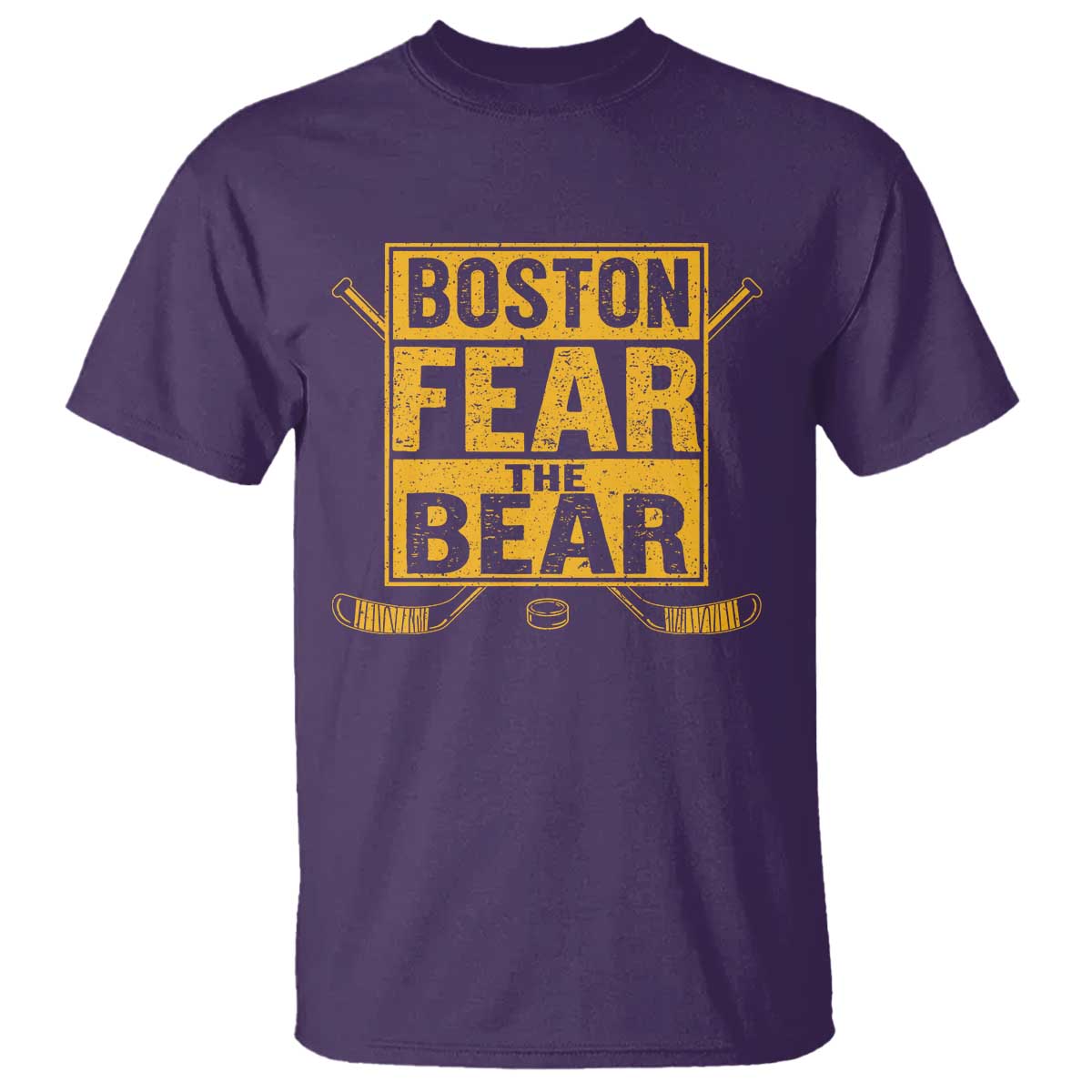 Boston Ice Hockey T Shirt Fear The Bear TS10 Purple Print Your Wear